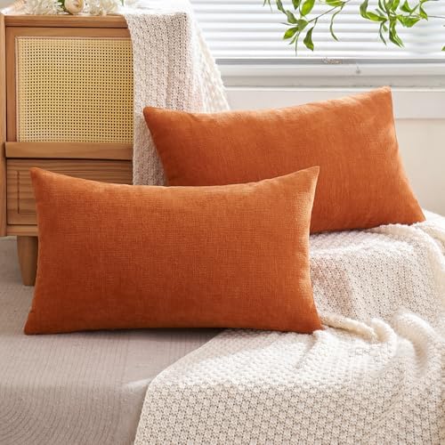 MIULEE Halloween Fall Burnt Orange Chenille Lumbar Pillow Covers - Image 4