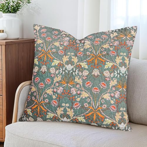 Lady Ann Cotton Throw Pillow Covers Set, Vibrant Paisley Floral Pattern Plant - Image 7