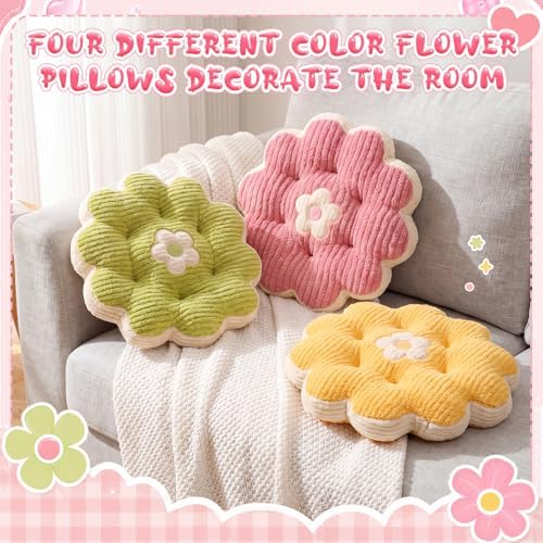 Reginary Briwooody 5 Pcs Flower Pillow, Flower Shaped Plush Throw Pillow - Image 4