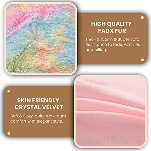 MEGO Rainbow Print Fluffy Faux Fur Body Pillow Cover 20x54 - Image 6