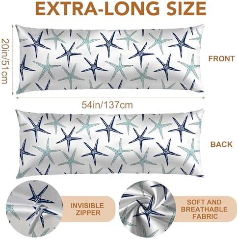 Navy Blue Body Pillow Cover, Cooling Pillow Cases Cover, Starfish Body Pillow - Image 2