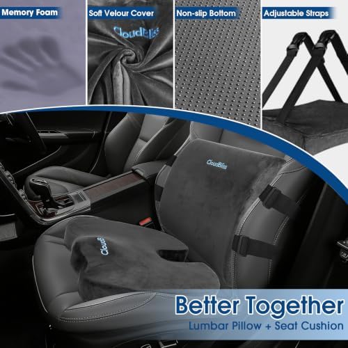 CloudBliss Ergonomic Seat Cushion & Lumbar Support Pillow Set - Image 3