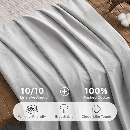 JELLYMONI 100% Washed Cotton Pillowcases, Envelope Closure 2-Pack - Image 4