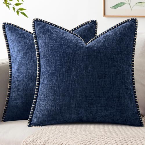 MIULEE Decorative Couch Throw Pillow Covers 16x16 Inch Navy 2 Pack by MIULEE