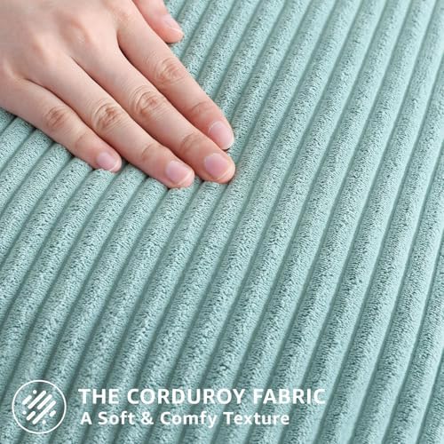 Mecatny Corduroy Decorative Throw Pillow Covers 26x26 Set of 2 Aqua - Image 4