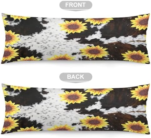 Brown Cow Sunflower Print Body Pillow Cover Pillowcase - Image 3