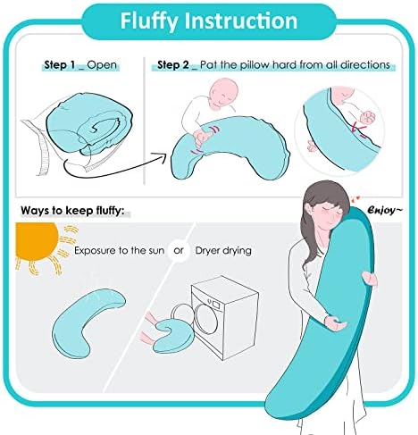BYRIVER 39" Mint Green Blue C J Shaped Body Pillow - Image 6