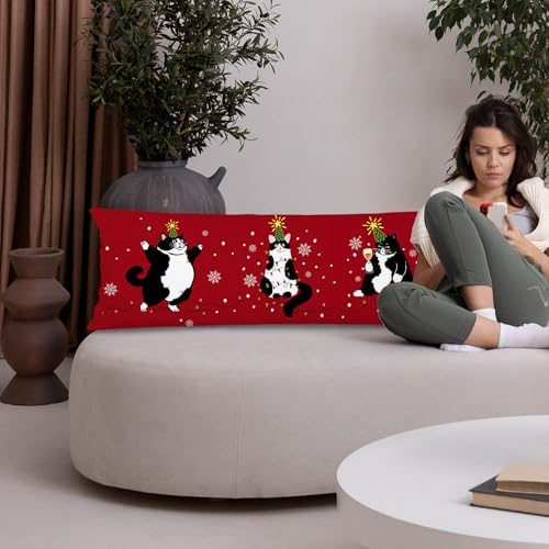 Christmas Tuxedo Cat Body Pillow Cover 20x54, Gifts - Image 4