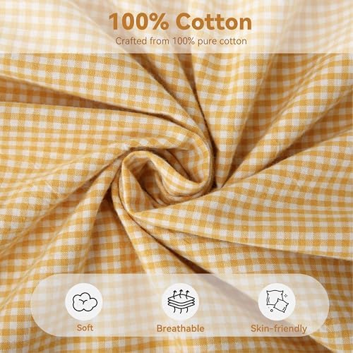 Gingham Body Pillow Cover 20x54, Mustard White Plaid - Image 3