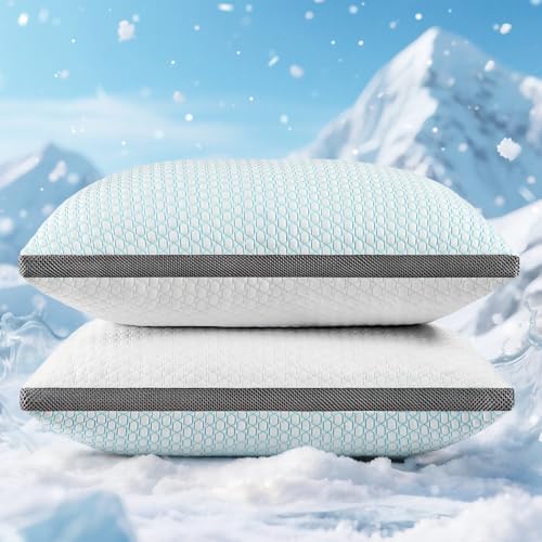 Cooling Pillows Standard Size Set of 2, Shredded Memory Foam Pillows 2 Pack by Baskbed