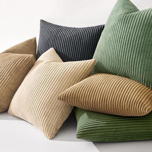 MIULEE Decorative Corduroy Throw Pillow Covers Set of 2 20x20 Grey - Image 6