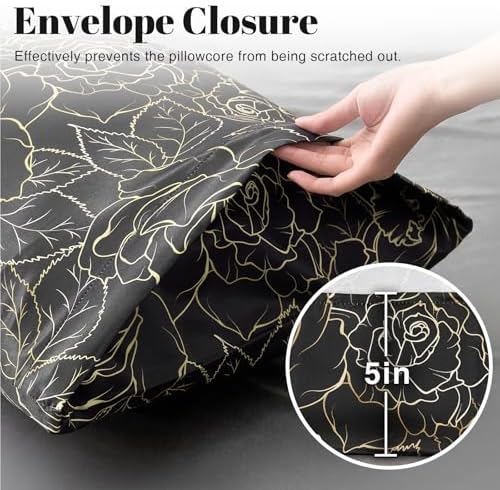 EXQ Home Satin Body Pillowcase for Hair and Skin- Rose on Black Silk Long - Image 6