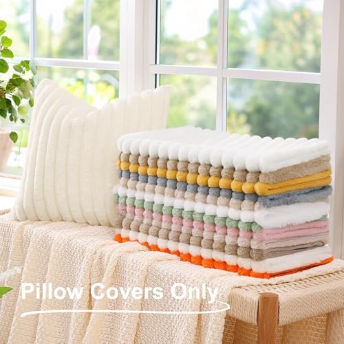 decorUhome Fall Faux Fur Throw Pillow Covers 20x20 Set of 2 Red - Image 6