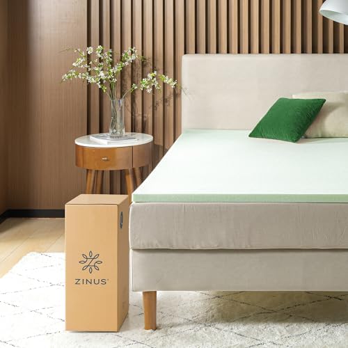 ZINUS 1.5 Inch Green Tea Memory Foam Mattress Topper, Dorm Bedding, - Image 4