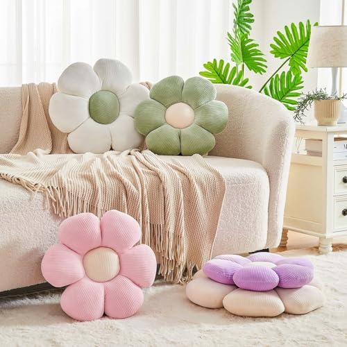 Kcvvcr Pink Flower Pillow, 14.9" Cute Flower Shaped Floor Pillow, Aesthetic - Image 3