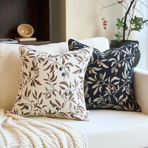 Alerfa Beige Floral Throw Pillow Cover 20 x 20 Inch Sqaure Luxury Decorative - Image 6