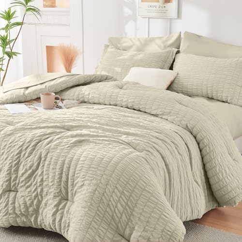 HYMOKEGE Light Linen Twin Comforter Set Seersucker 5 Pieces, All Season Luxury - Image 7
