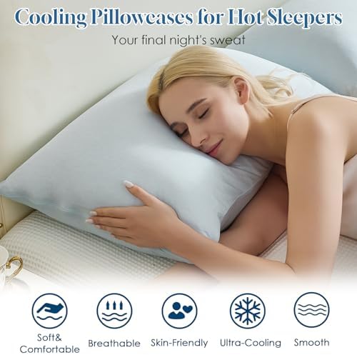 CHOSHOME Cooling Pillow Cases Zipper Pillow Covers Q-Max > 0.45 Zippered - Image 2
