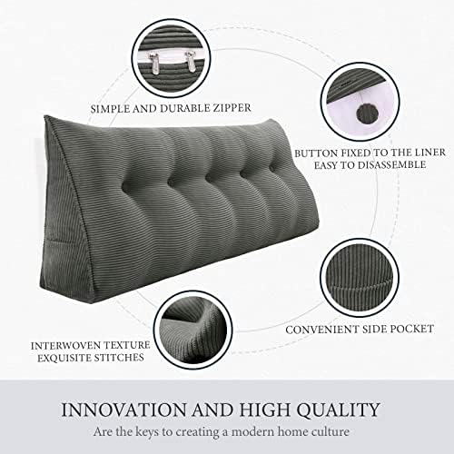 Headboard Pillow Queen, Wedge Pillow Headboard Headrest, Dark Gray - Image 3