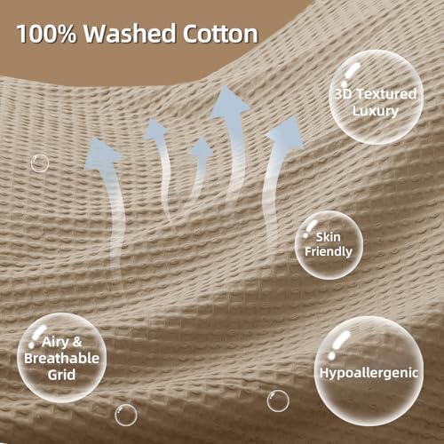 CHUFFED 100% Cotton Waffle Weave Pillowcases 2 Pack King Size, 20x36 Inches - Image 2