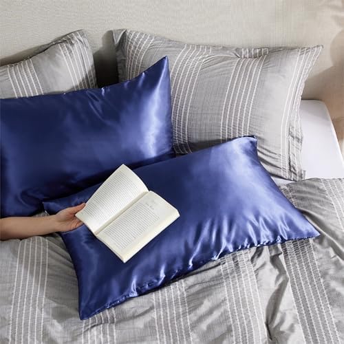 Bedsure Satin Pillowcase with Zipper, Pillow Cases Queen Size Set of 2 - Image 4