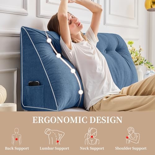 Sasttie Headboard Pillow Twin/Twin XL, Wedge Pillow Headboard - Image 3