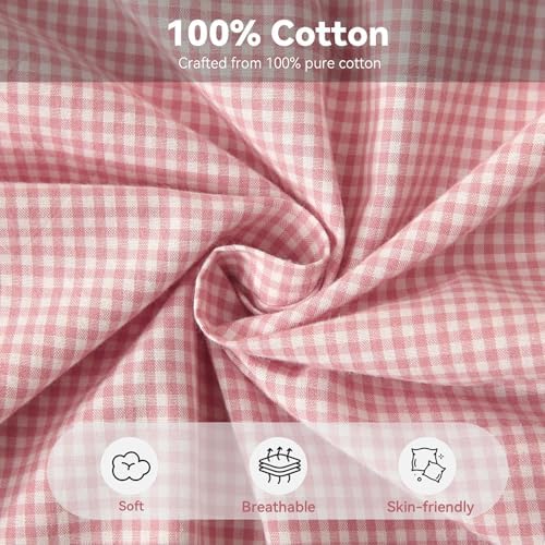 Gingham Throw Pillow Covers 18x18, Ruffle Trim, 2 Pack - Image 3