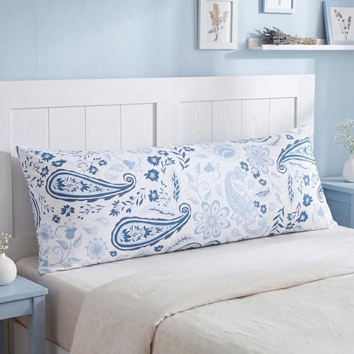 Bedorm 100% Cotton Body Pillow Cover 20 x 54 Body Pillow Case Blue Paisley - Image 7
