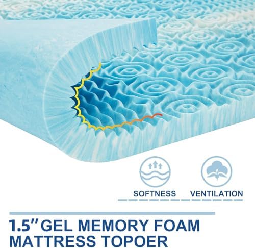 SINWEEK Mattress Topper 5-Zone Memory Foam Mattress Topper Pressure Relieve - Image 2