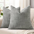 decorUhome Textured Chenille Throw Pillow Covers 22x22 Set of 2 Grey by decorUhome