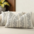 Vintage Throw Pillow Covers 12x20 Set of 2, Striped Floral Pillow Cover by DKwizme