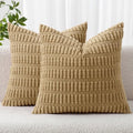 MIULEE Corduroy Decorative Throw Pillow Covers 18x18 Khaki Pack of 2 by MIULEE