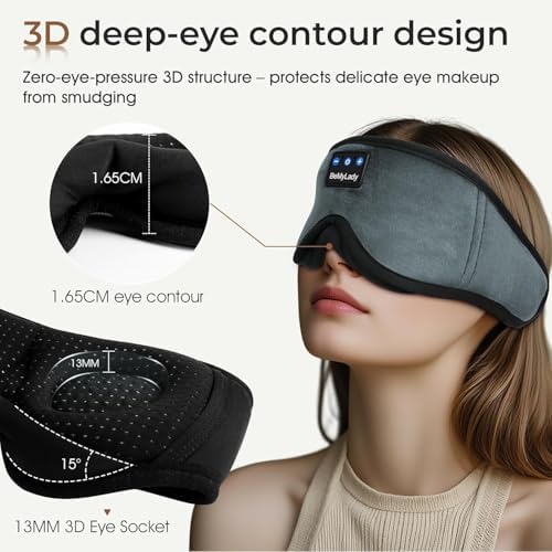 Sleep Mask with Bluetooth Headphone, 100% Blackout, Zero Eye Pressure - Image 3