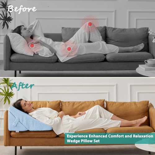 Bedluxe Wedge Pillow for Sleeping, Adjustable 9&12 Inch Foldable Bed Wedge - Image 4