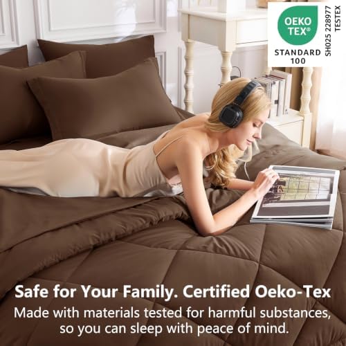CozyLux Twin Comforter Set 68"x88" Brown - Image 3