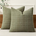 MIULEE Linen Plaid Pillow Covers Decorative 20x20 Sage Green by MIULEE