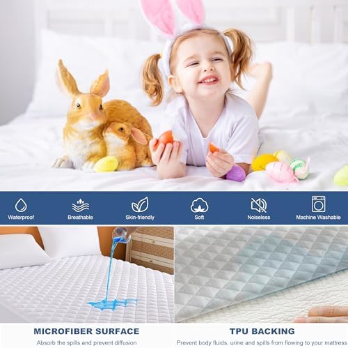 GRT Queen Waterproof Mattress Pad, Hollow Cotton Quilted Mattress Protector - Image 3