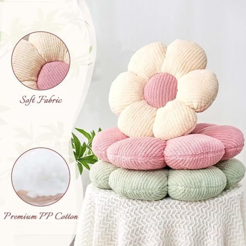 Kcvvcr Soft White Pink 19.6" Flower Pillow - Image 4