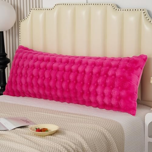 Fluffy Faux Fur Body Pillowcase, Luxury Bubble Waffle Carved Plush Long Size by Uhamho