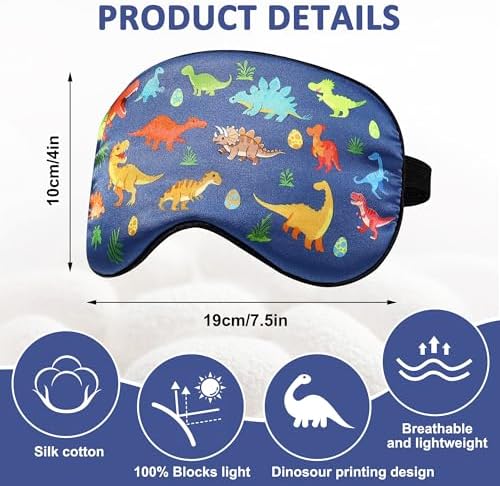 Kids Sleep Mask, Kids Eye Mask for Sleeping, Dinosaur Kids Sleep Mask for Boys - Image 2