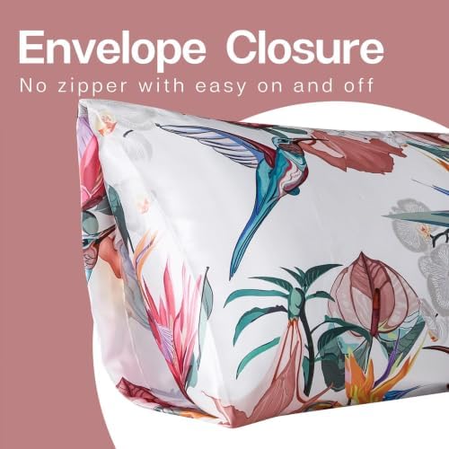 MR&HM Satin Pillowcase 2 Pack, Standard Size 20"x26", Floral Bird - Image 3
