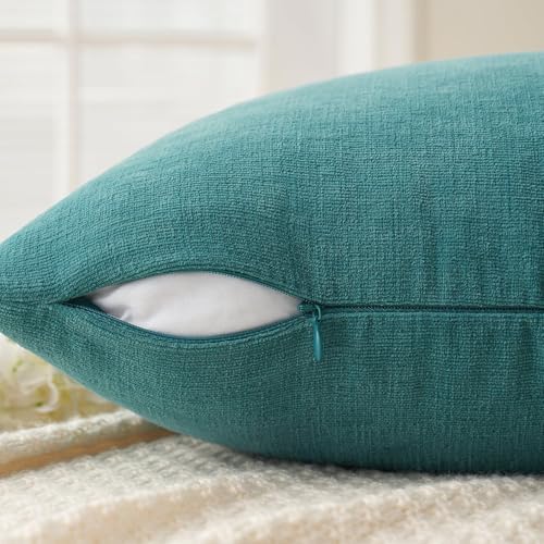 MIULEE Teal Chenille Couch Throw Pillow Covers - Image 4