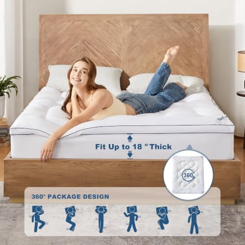 BEDLORE California King Mattress Topper, Thick Pillow Top Soft Mattress Pad - Image 5