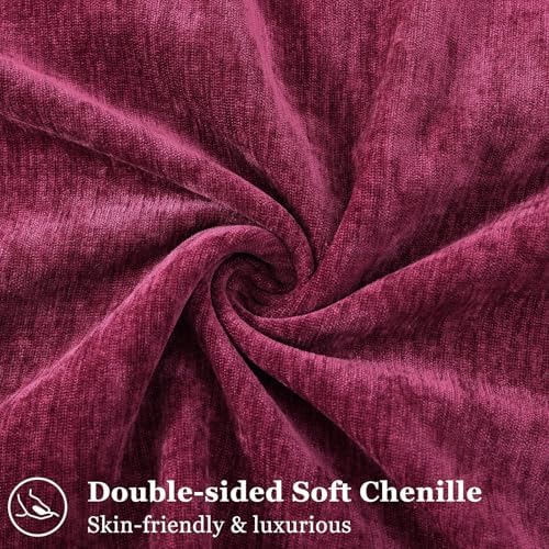 decorUhome Chenille Rhododendron Throw Pillow Covers 22x22 Set of 2 - Image 2