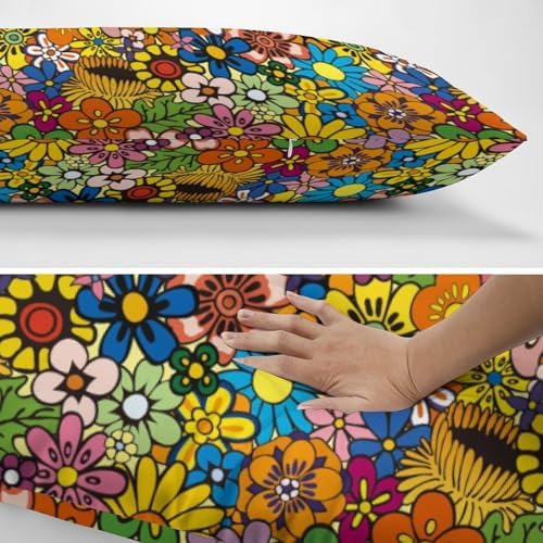 Hippy Floral Body Pillow Pillowcase Retro 80s 90s Flower Long Body Pillow Cover - Image 4