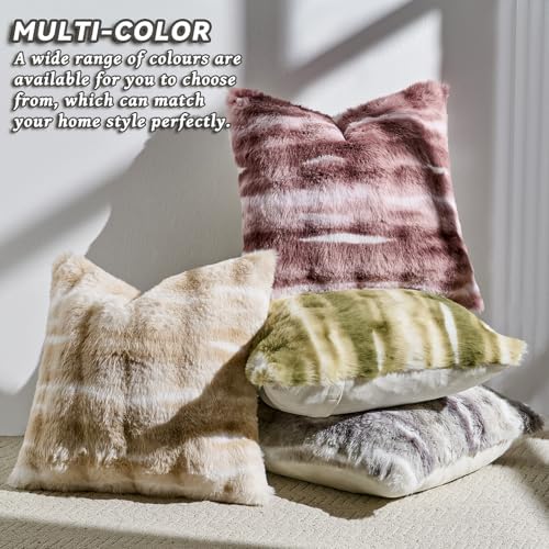 AmHoo Pack of 2 Throw Pillow Covers 3D Dense Faux Rabbit Fur Cozy Super Soft - Image 5