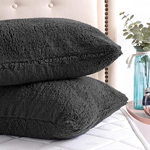 REAFORT Sherpa Pillowcases Set of 2, Zipper Closure - Image 4