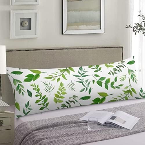 Green Leaf Decorative Pillow Cover, Floral Spring Plant Leaves Design, Zipper by VEHOHIYA