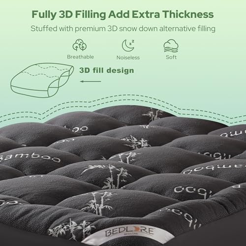 BEDLORE King Mattress Topper, Thick Pillow Top Mattress Pad - Image 5