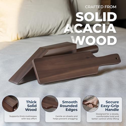 Acacia Wood Mattress Lifter & Bed Sheet Tucker Tool Set - Image 3